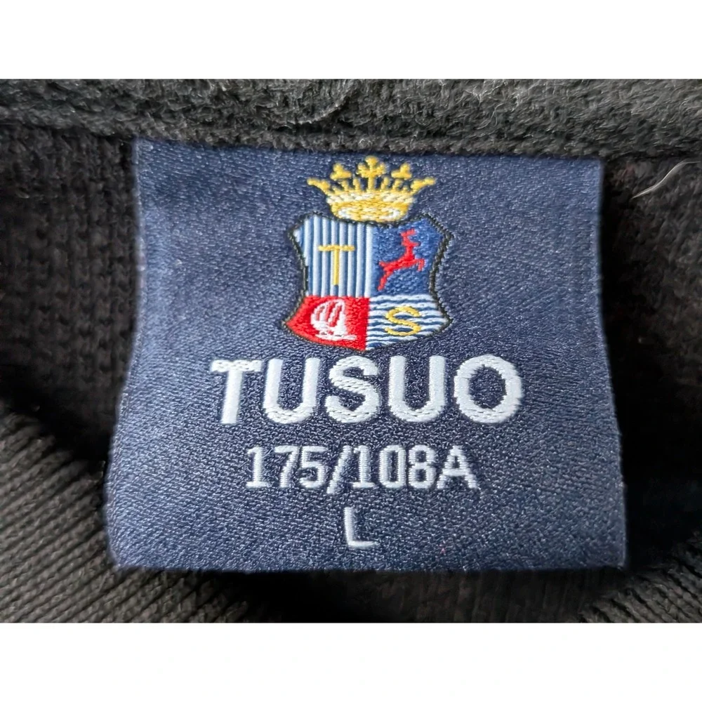 Tusuo Mens USA New York Polo Shirt Black Short Sleeve Embroidered Crest Size L
